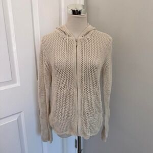 Y2K TAN FADED GLORY CROCHET ZIP UP JACKET